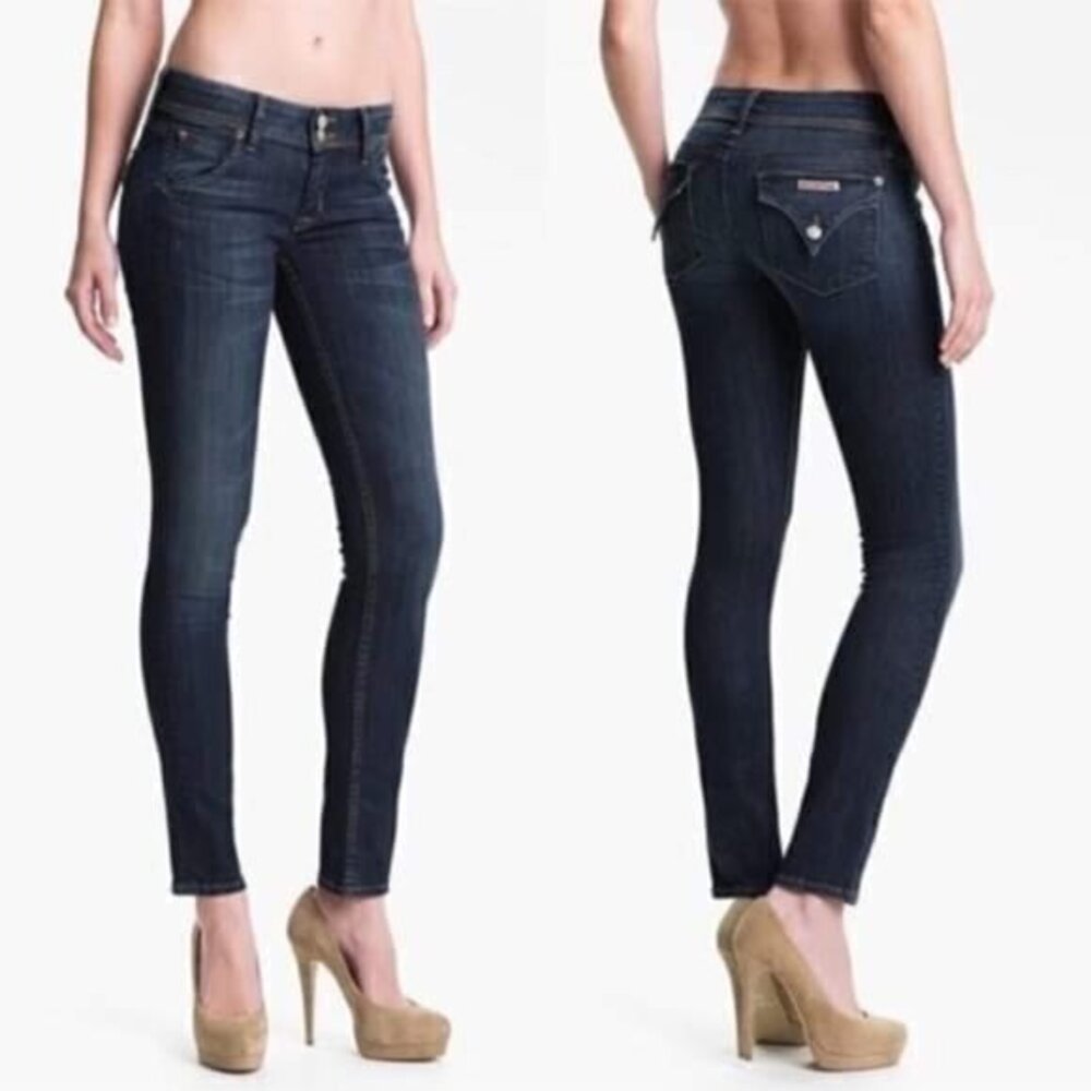 Hudson “Collin” Distressed Mid-Rise Skinny Jeans in Eddy Wash Size 28